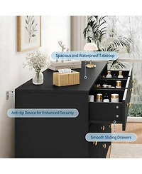 Gaomon Wide Modern Chest Of Drawers, Spacious 9 Drawer Dresser With Round Metal Pull Handles, Functional Storage Cabinet For Bedroom Living Room