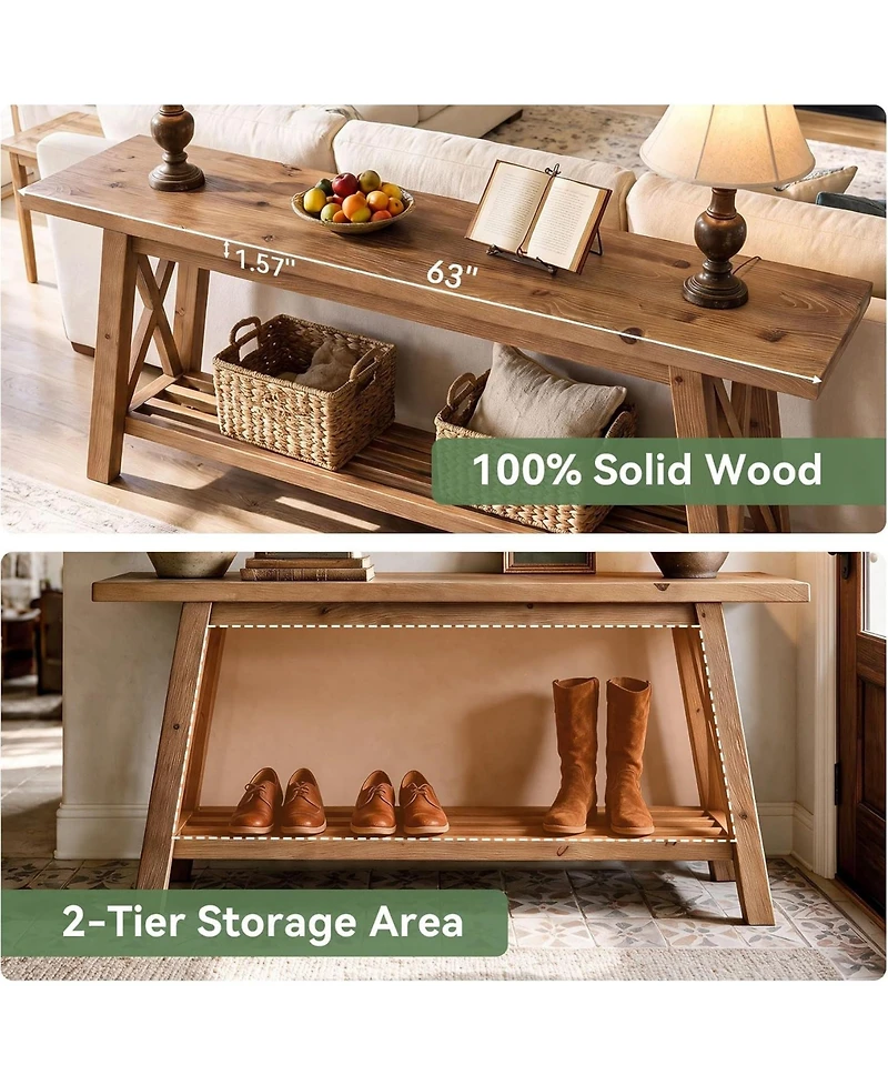 Tribesigns Extra Long Console Table with Storage, Narrow Wooden Sofa Table