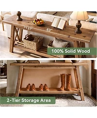Tribesigns Extra Long Console Table with Storage, Narrow Wooden Sofa Table