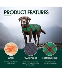 Reversible Waterproof Fleece-Lined Dog Jacket with Leash Access | Cold Weather Coat for Medium Dogs