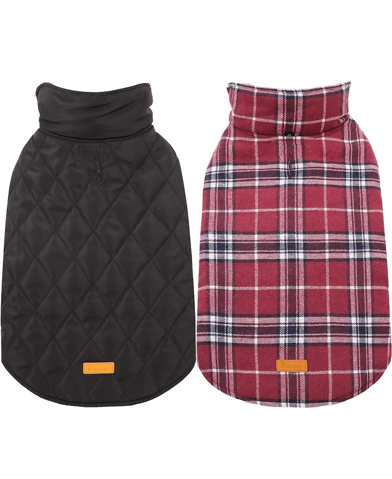 Reversible Waterproof Fleece-Lined Dog Jacket with Leash Access for Cold Weather