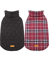 Reversible Waterproof Fleece-Lined Dog Jacket with Leash Access for Cold Weather