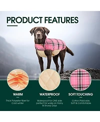 Reversible Waterproof Fleece-Lined Dog Jacket with Leash Access for Cold Weather