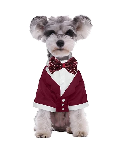 Formal Bow Tie Tuxedo Suit for Dogs, Polyester-Cotton Blend Party and Special Occasion Costume