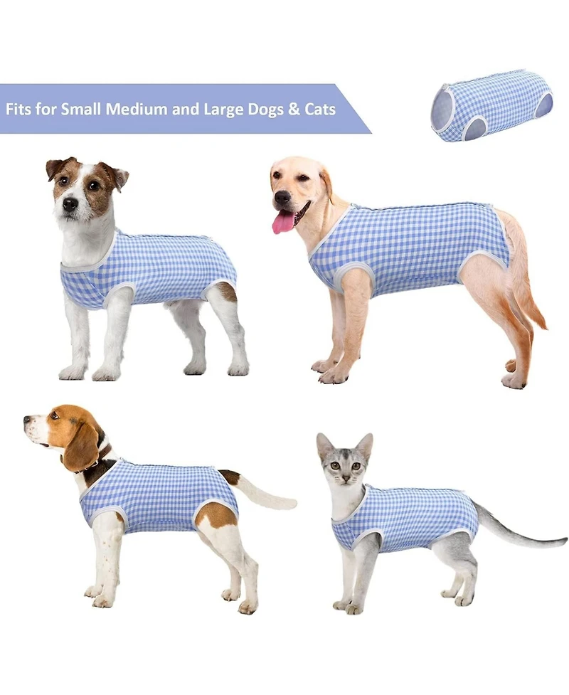 Cotton-Blend Surgical Recovery Suit for Dogs and Cats, E-Collar Alternative Onesie