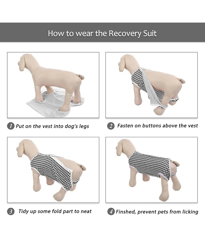Cotton-Spandex Surgical Recovery Suit for Dogs, E-Collar Alternative Protective Onesie