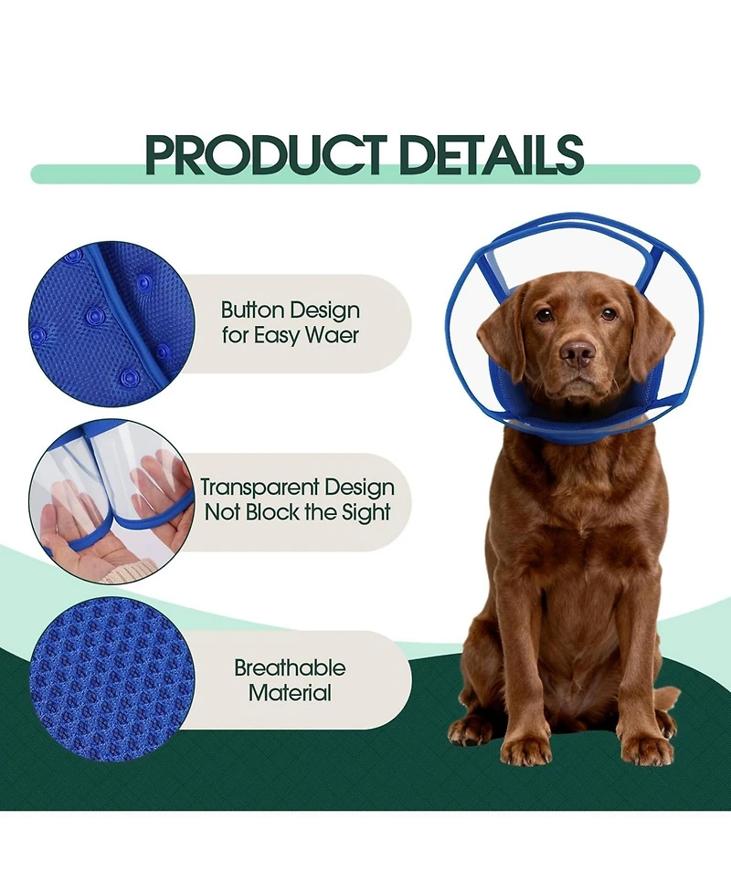 Soft Mesh and Transparent Pvc Recovery Cone Collar for Dogs