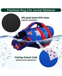 Patriotic High-Flotation Ripstop Swim Vest with Rescue Handle for Dogs