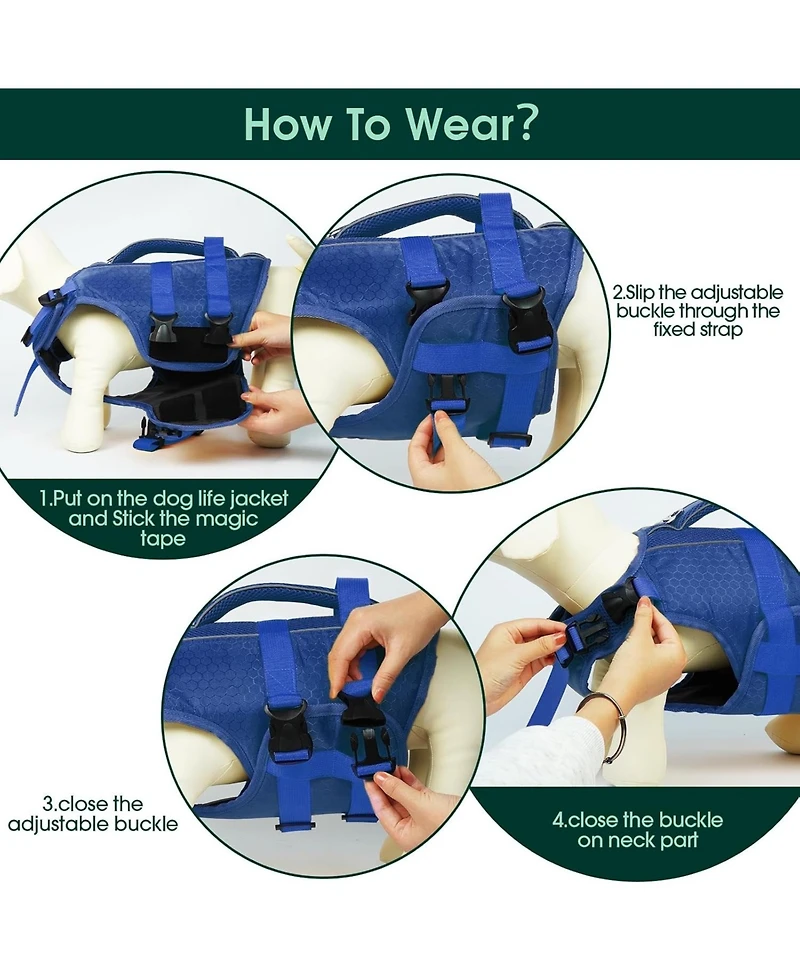 High-Flotation Ripstop Reflective Safety Life Vest for Dogs with Rescue Handle