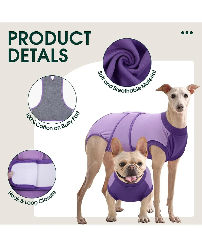 Cotton-Spandex Post-Surgery Recovery Bodysuit Onesie for Dogs