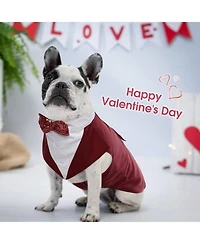 Formal Tuxedo and Bandana Two-Piece Set with Detachable Bowtie Collar for Dogs
