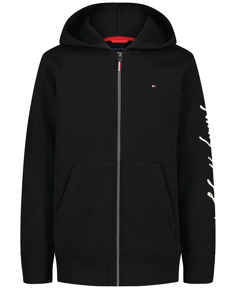 Tommy Hilfiger Boys' 4-20 Signature Full Zip Kangaroo Pockets Cotton-Polyester Blend Hoodie