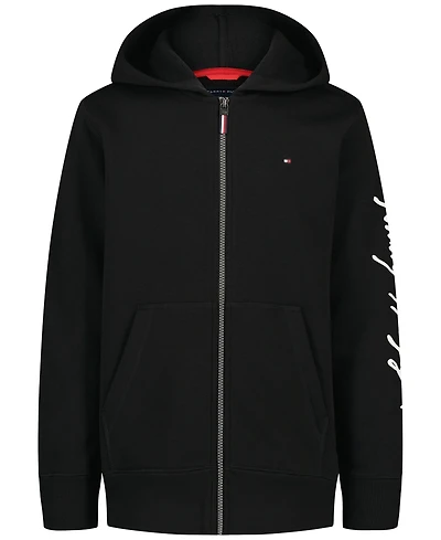 Tommy Hilfiger Boys' 4-20 Signature Full Zip Kangaroo Pockets Cotton-Polyester Blend Hoodie