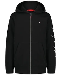 Tommy Hilfiger Boys' 4-20 Signature Full Zip Kangaroo Pockets Cotton-Polyester Blend Hoodie