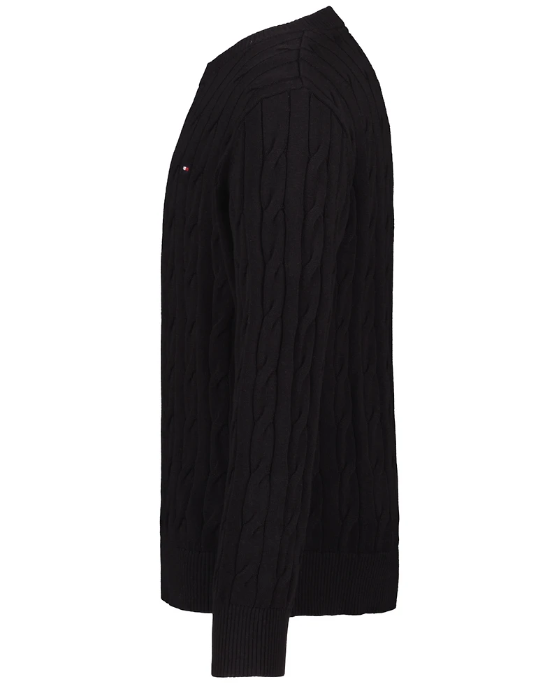 Tommy Hilfiger Boys' 8-20 Cable-Knit Long-Sleeve Cable Crew Sweater