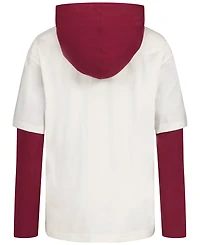 Tommy Hilfiger Boys' 4-20 H Script Hooded Doubler Long-Sleeve Drop-Shoulder T-Shirt