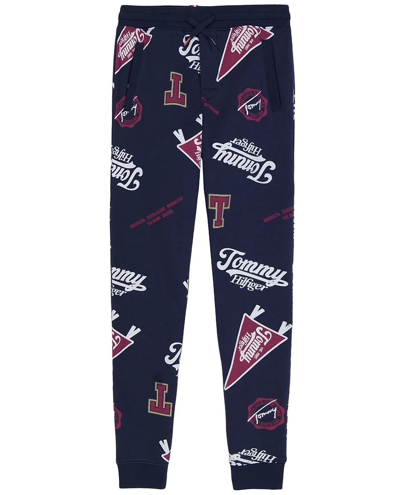 Tommy Hilfiger Boys' 8-20 Collegiate Aop Allover-Print Pull-On Ribbed-Cuff Joggers