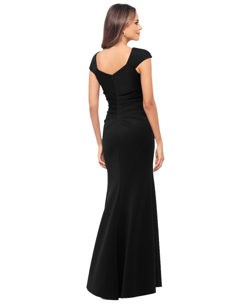 Xscape Petite Asymmetric Front Slit Evening Gown