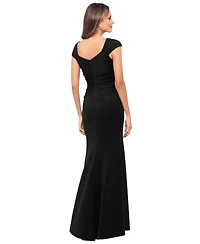 Xscape Petite Asymmetric Front Slit Evening Gown