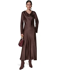 Donna Karan New York Women's Satin Cowl Neck A-Line Dress