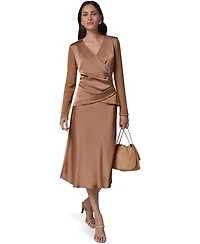 Donna Karan New York Women's Satin Long-Sleeve Wrap Top