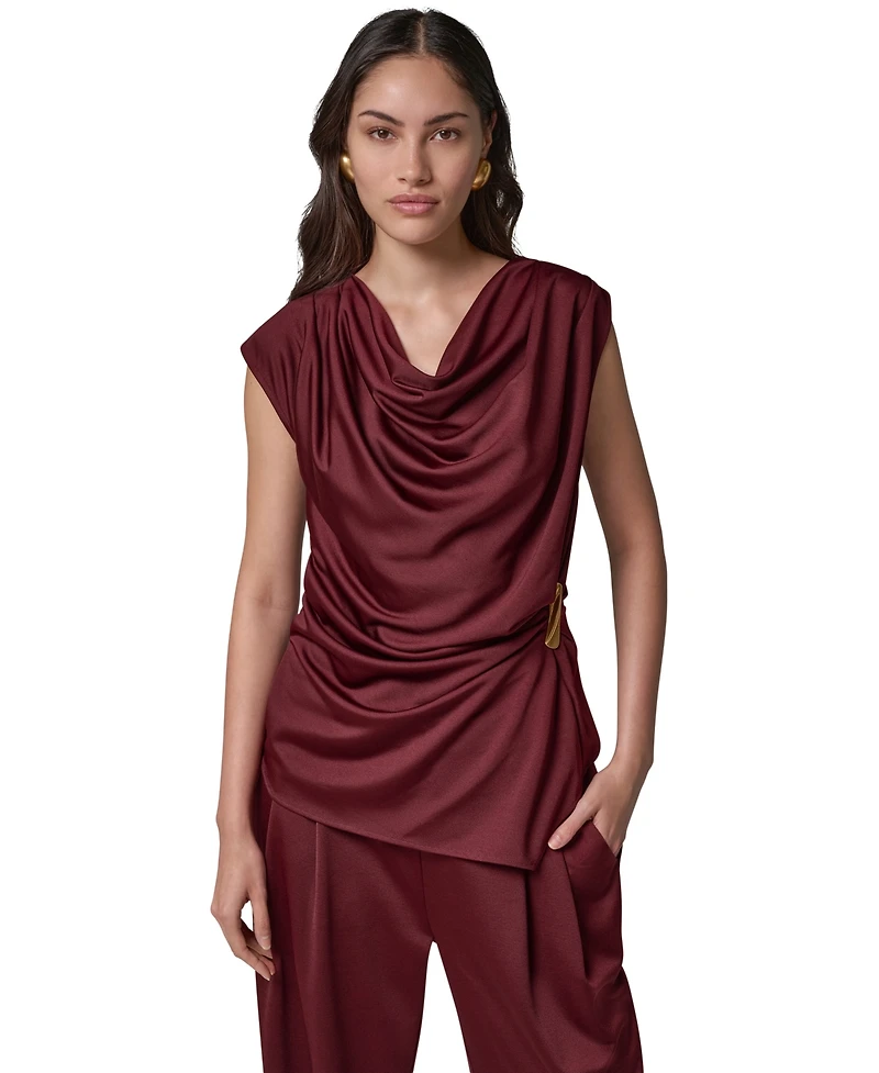 Donna Karan New York Women's Cowl Neck Draped Sleeveless Blouse