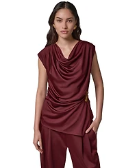 Donna Karan New York Women's Cowl Neck Draped Sleeveless Blouse