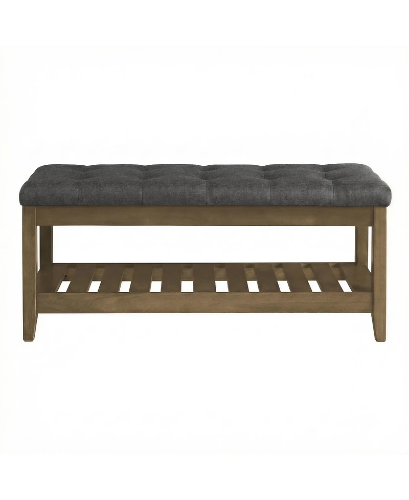 SongmicsHome Upholstered End of Bed Bench, Storage Ottoman with Solid Wood Frame, Window Seat, for Living Room, Bedroom