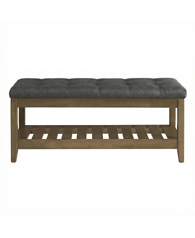 SongmicsHome Upholstered End of Bed Bench, Storage Ottoman with Solid Wood Frame, Window Seat, for Living Room, Bedroom