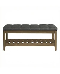 SongmicsHome Upholstered End of Bed Bench, Storage Ottoman with Solid Wood Frame, Window Seat, for Living Room, Bedroom