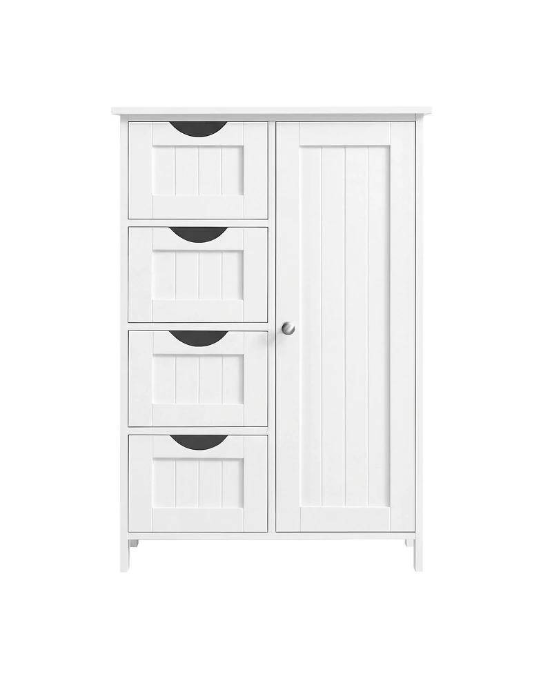 SongmicsHome Bathroom Floor Cabinet, Freestanding Storage Organizer with 4 Drawers and 1 Door, 21.7 x 11.8 x 32.4 Inches