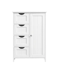 SongmicsHome Bathroom Floor Cabinet, Freestanding Storage Organizer with 4 Drawers and 1 Door, 21.7 x 11.8 x 32.4 Inches