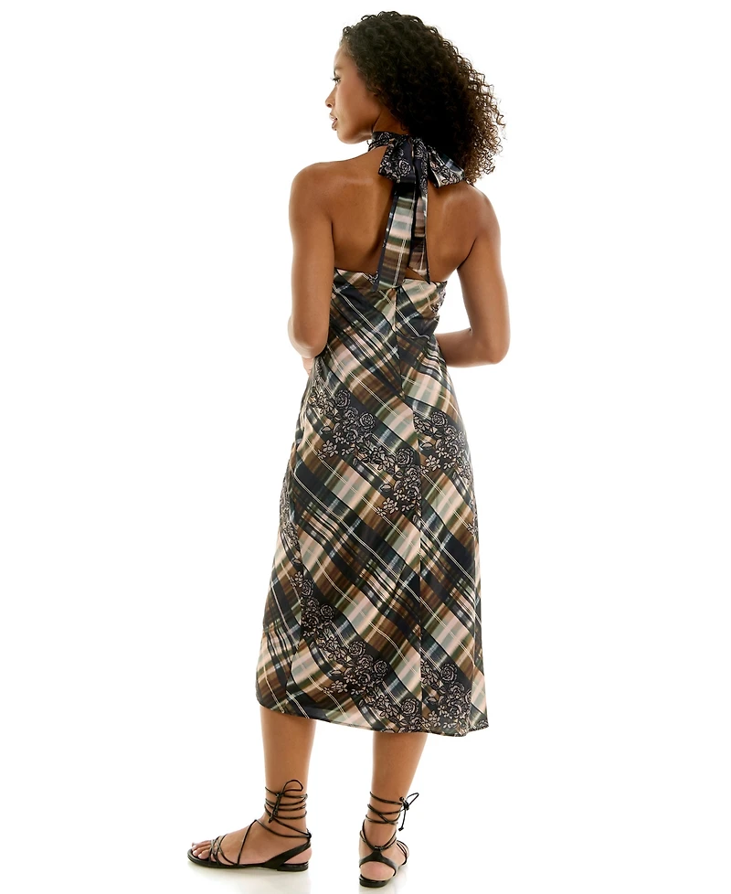 Seni & Cade Women's Halter Satin Midi Dress