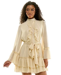 Seni & Cade Women's Ruffled Lace Tiered Mini Dress