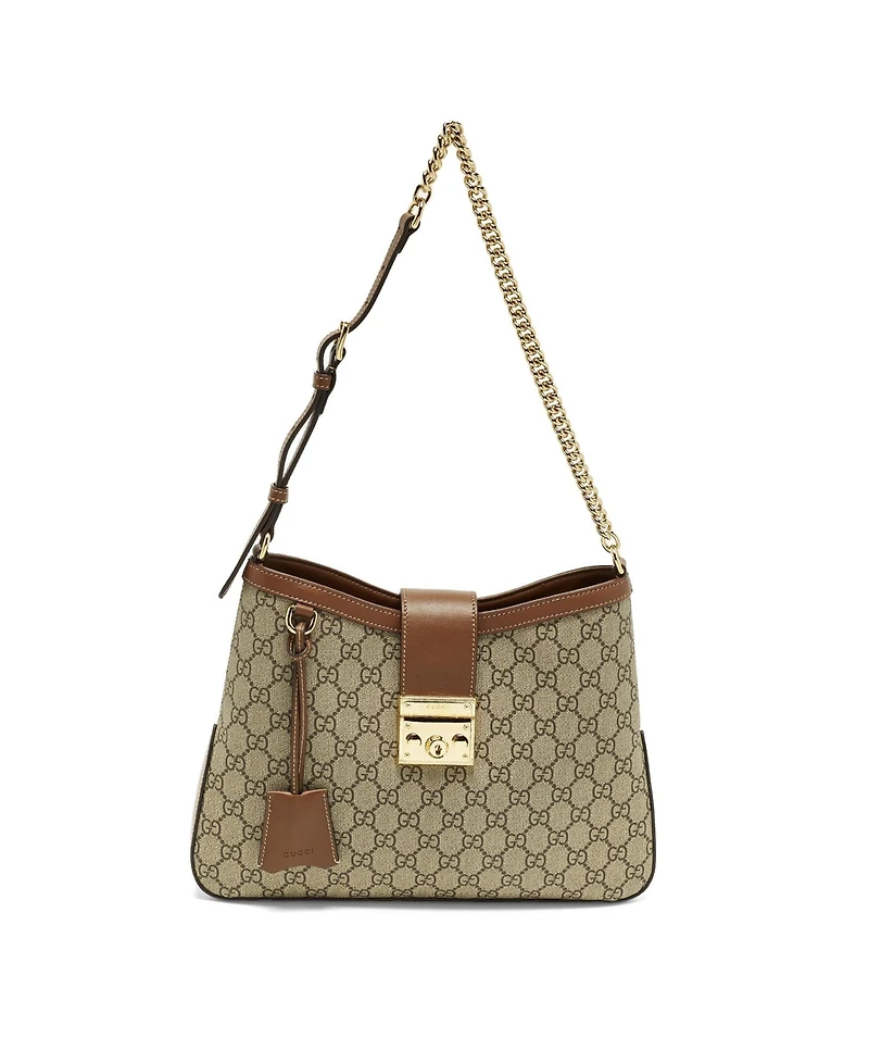 Pre-Owned Gucci Women's Padlock Gg Supreme Canvas Small Shoulder Bag