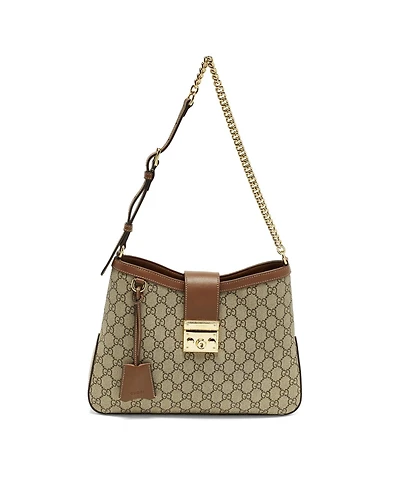 Pre-Owned Gucci Women's Padlock Gg Supreme Canvas Small Shoulder Bag