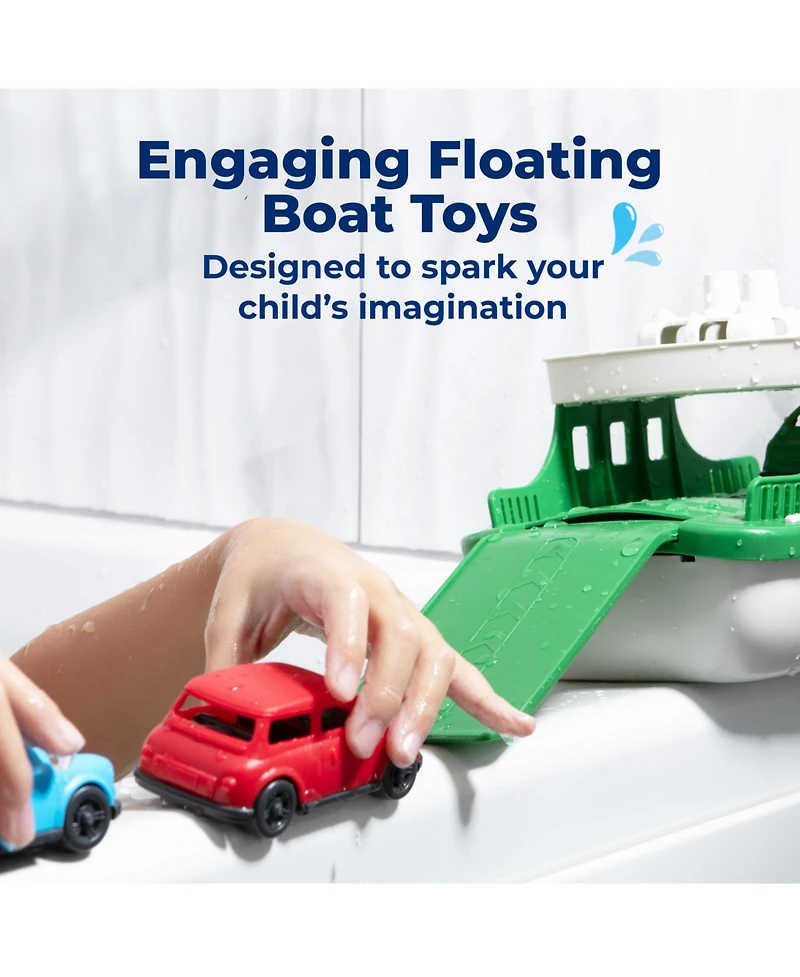 Sperric Toddler Boat Bath Toy Set for Toddlers, Carry Ship & 4 Mini Cars