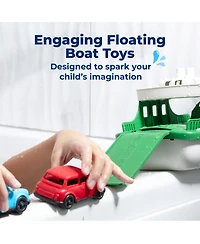 Sperric Toddler Boat Bath Toy Set for Toddlers, Carry Ship & 4 Mini Cars