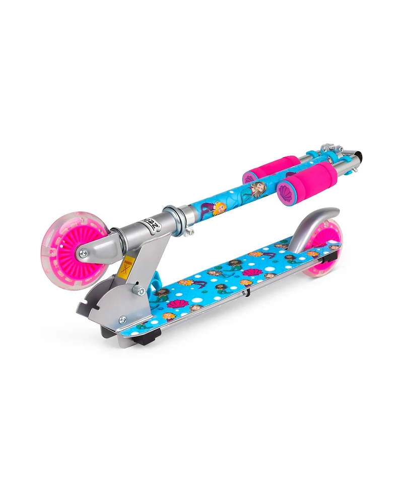 Ozbozz Mermaid Light-Up Flashing Scooter with Adjustable Handlebar and Rear Brake, 100 lb. Capacity, Ages 5+