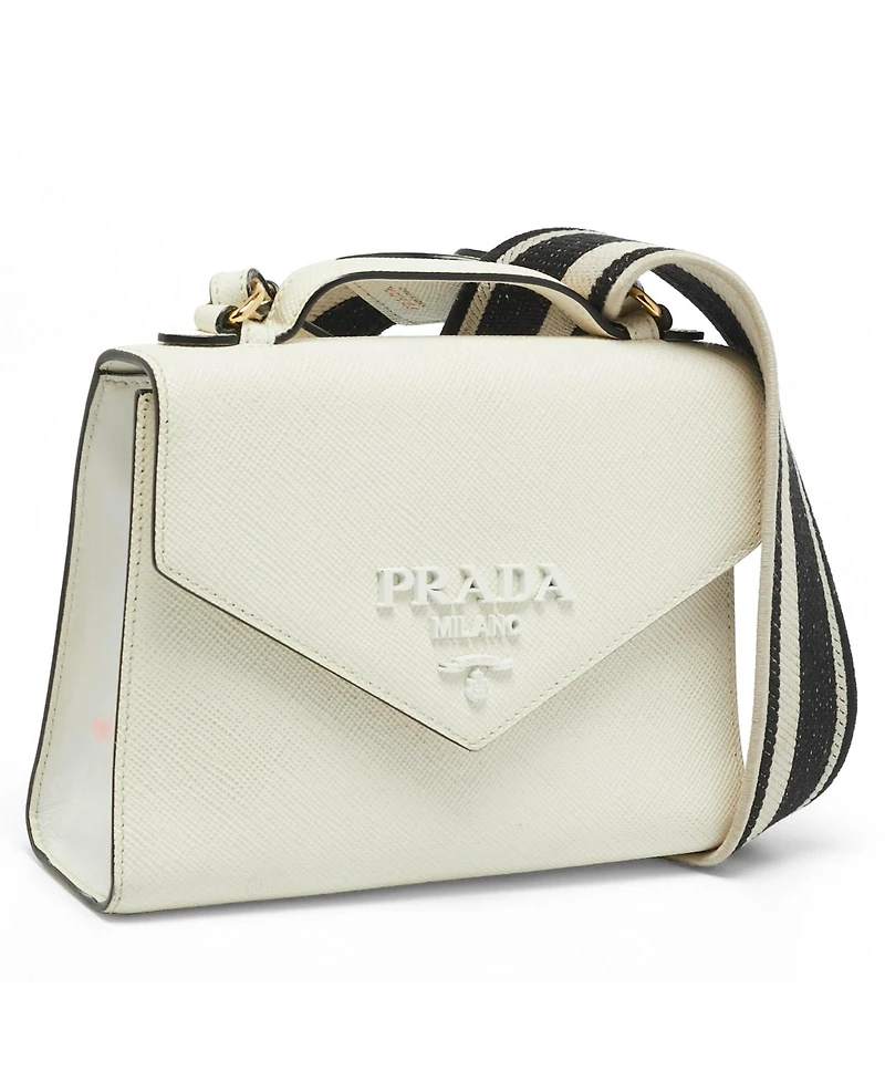 Pre-Owned Prada Women's Monochrome Saffiano Leather Top Handle Satchel