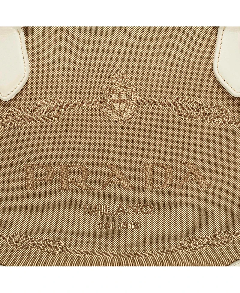 Pre-Owned Prada Logo Jacquard and Leather Bowler Bag