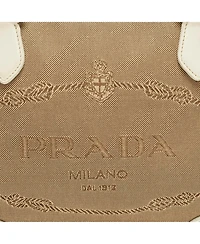 Pre-Owned Prada Logo Jacquard and Leather Bowler Bag