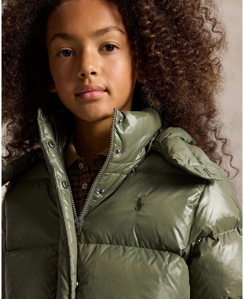 Polo Ralph Lauren Girls' 7-16 Glossy Down Hooded Jacket