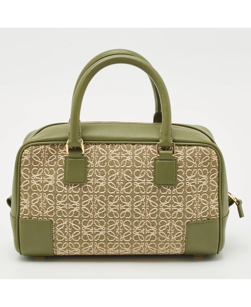 Pre-Owned Loewe Women's Amazona 23 Jacquard Canvas and Leather Satchel
