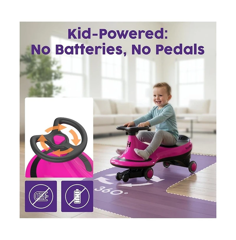 Hurtle Swing Car 360-Degree Steering Ride-On Toy, Ages 2+