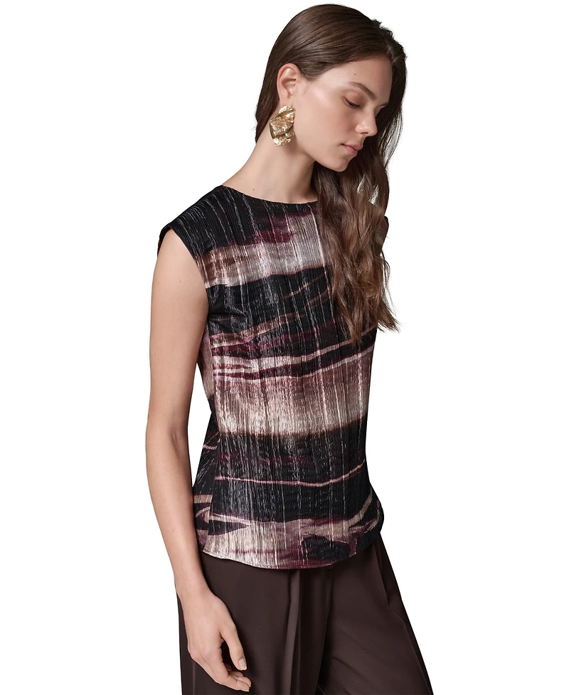Donna Karan New York Women's Sleeveless Boat-Neck Striped Blouse