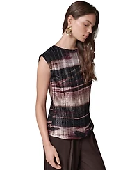 Donna Karan New York Women's Sleeveless Boat-Neck Striped Blouse