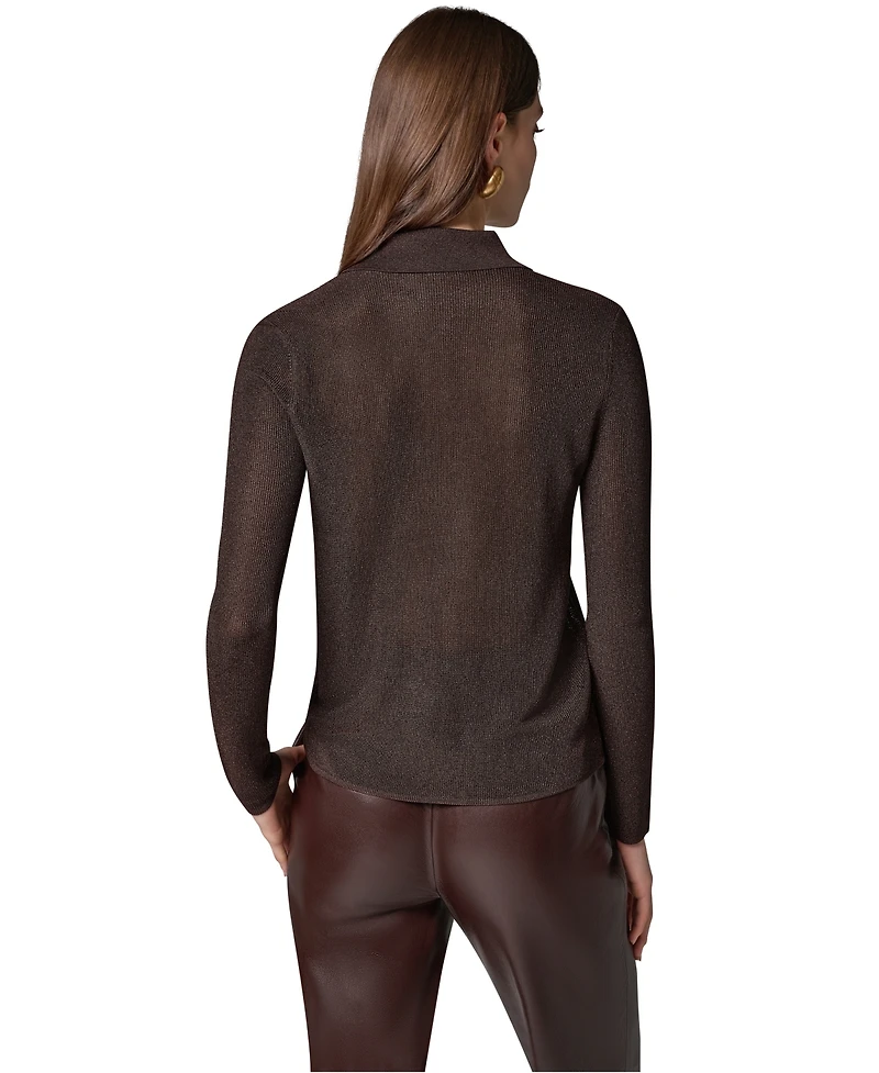 Donna Karan New York Women's DK920 Long-Sleeve Fitted Polo Shirt
