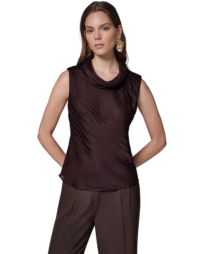 Donna Karan New York Women's Snake-Print Sleeveless Cowl-Neck Blouse