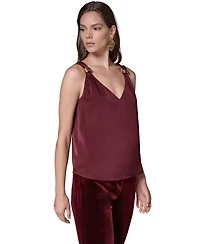 Donna Karan New York Women's Sleeveless V-Neck Satin Blouse
